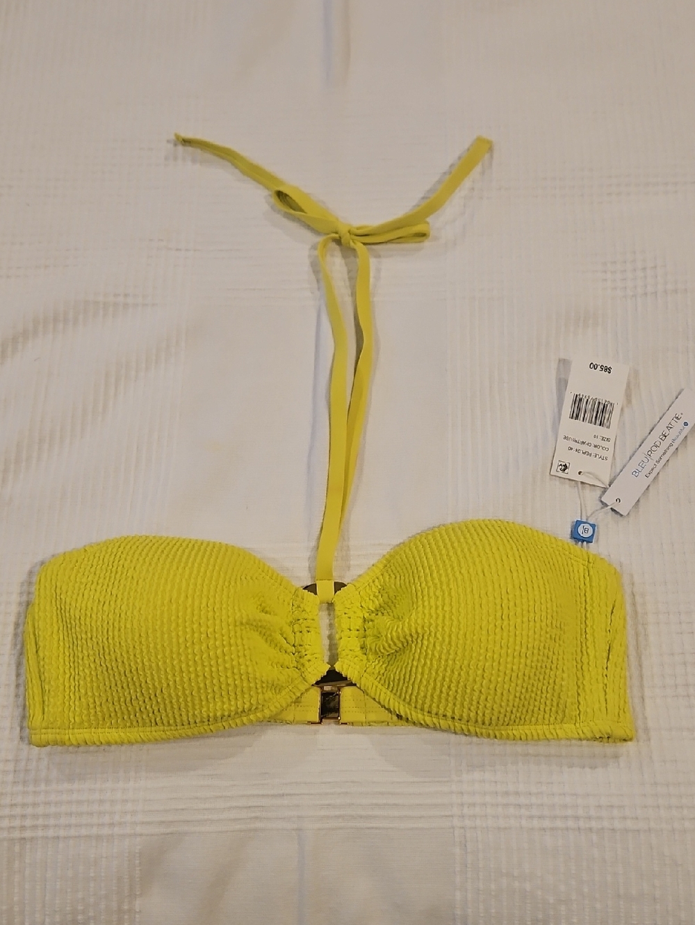 Bleu Rod Beattie Pucker Up Bandeau Halter Bikini Top: Color- Chartreuse: Size 10